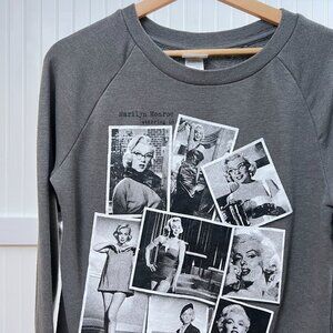 Marilyn Monroe Films Millionaire Sweatshirt Graphic Black White Gray Long Sleeve